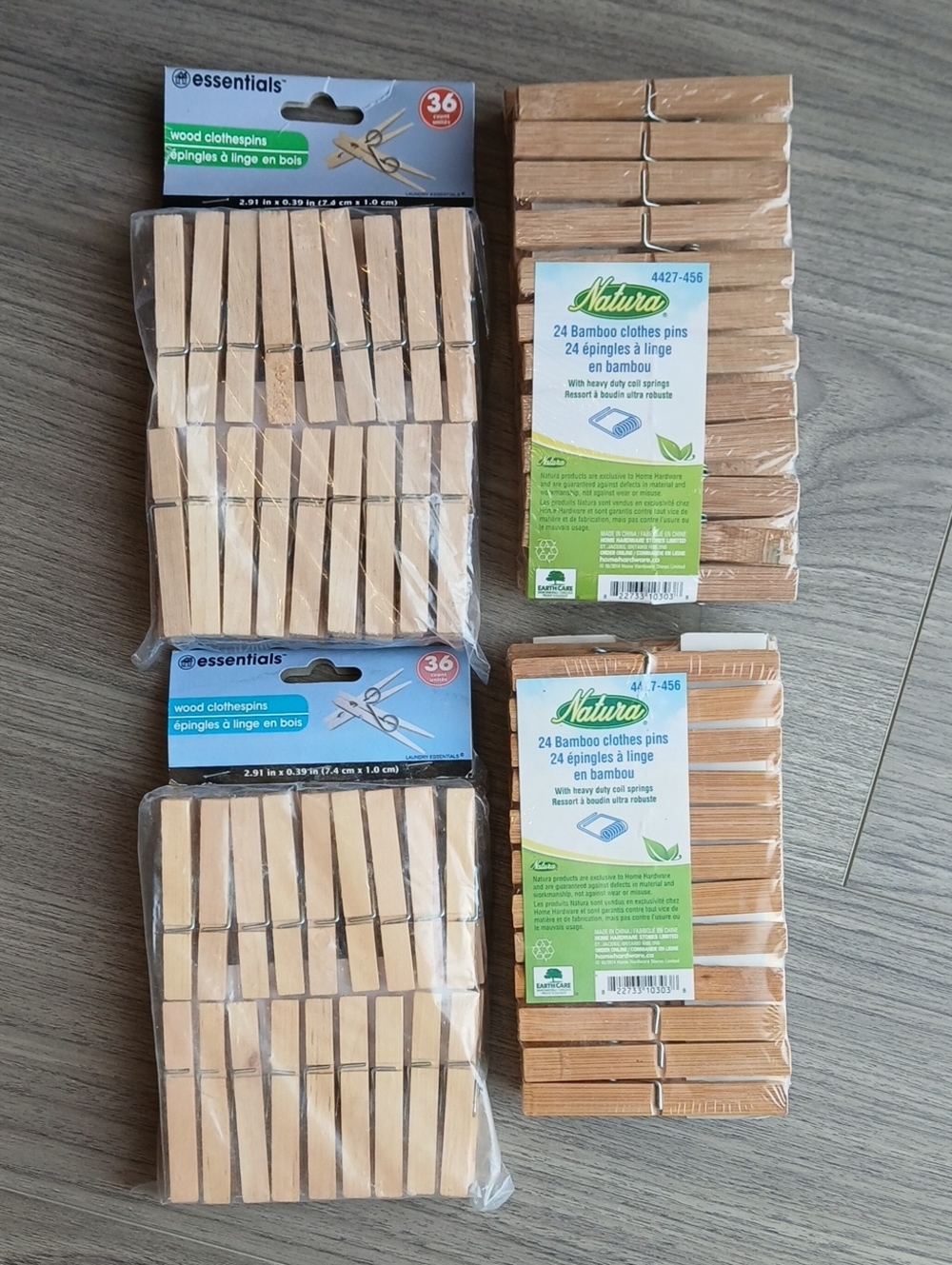 🐞Essentials Natural Wood + Bamboo Clothespins